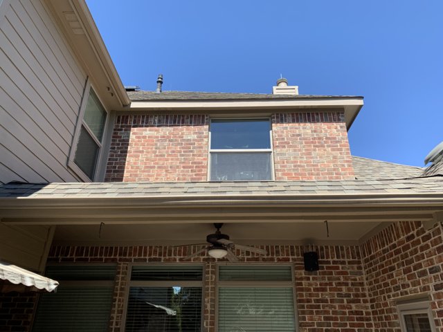 Gutter along a covered outdoor patio.